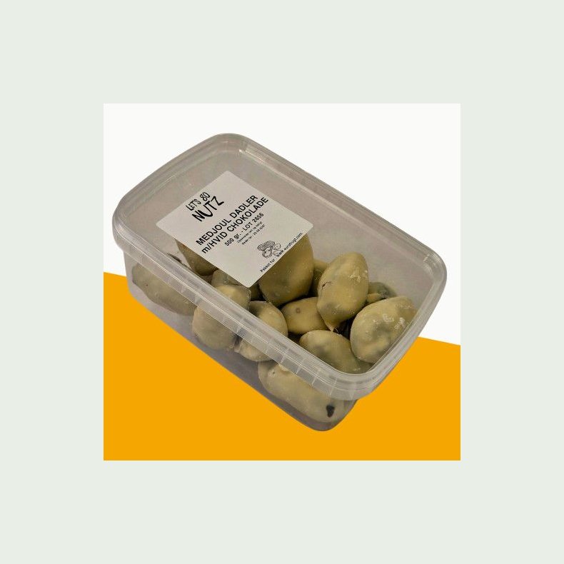 Medjoul dadler med hvid chokolade, 500gr 