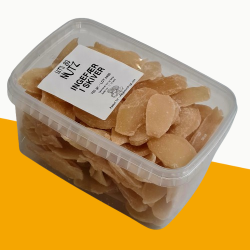 Ingefr i skiver, dehydreret og kandiseret, 750 gr