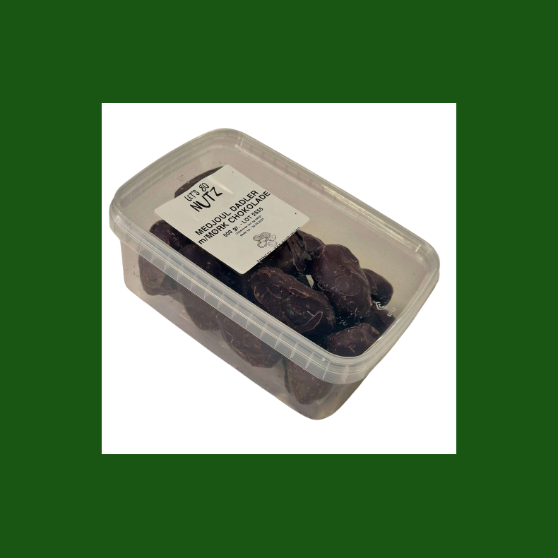 Medjoul dadler med m�rk chokolade, 500gr (kan ogs� k�bes p� N�ddekurven.dk)