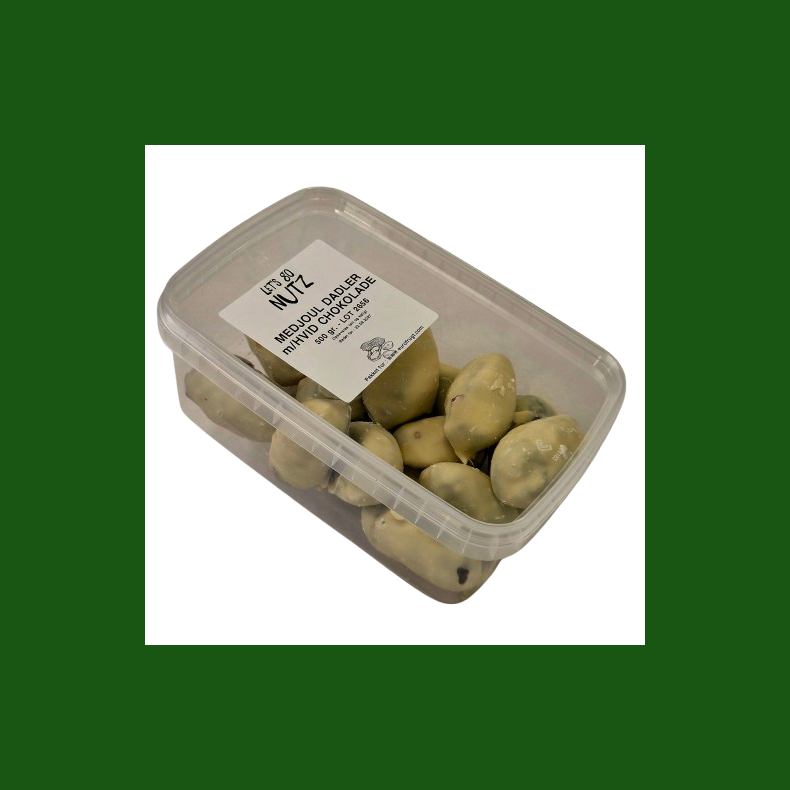 Medjoul dadler med hvid chokolade, 500gr (kan ogs� k�bes p� N�ddekurven.dk)