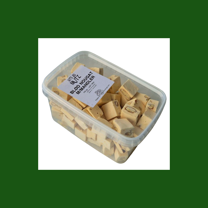 Bl�d nougat m/mandler, 750 gr (kan ogs� k�bes p� N�ddekurven.dk)